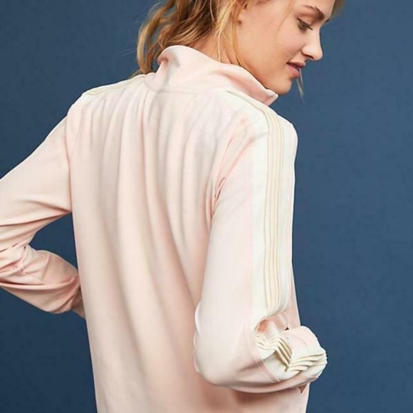 Maeve S Pink Ivory Stripe Zip Bomber Track Jacket - Picture 4 of 5